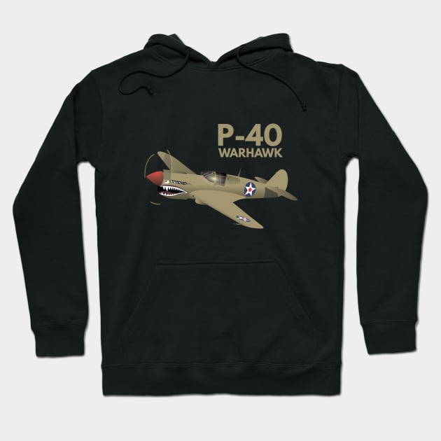 WW2 P-40 Warhawk Airplane Hoodie by NorseTech